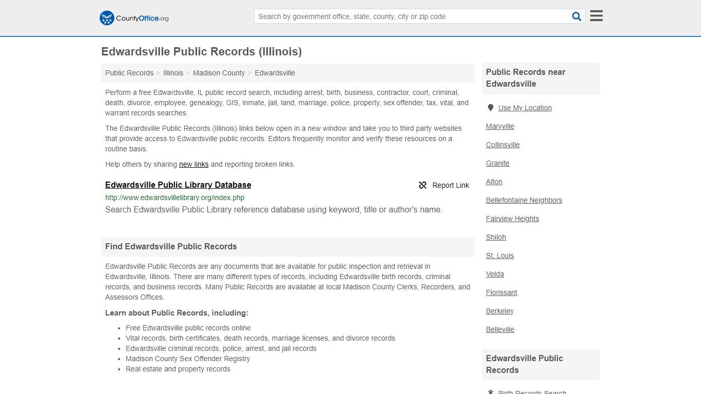 Public Records - Edwardsville, IL (Business, Criminal, GIS, Property ...